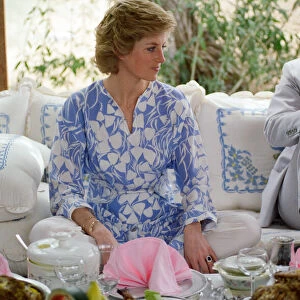 Princess Diana attends a picnic in the desert at Al Ain