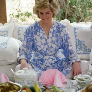 Princess Diana attends a picnic in the desert at Al Ain