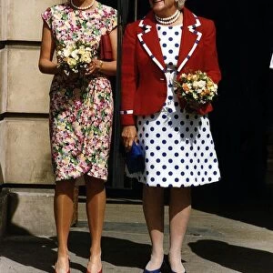 Princess Diana and Barbara Bush, wife of American President George Bush