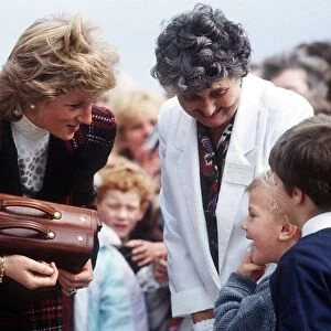 Princess Diana with children from Malcolm Sargent home during a visit to Prestwick