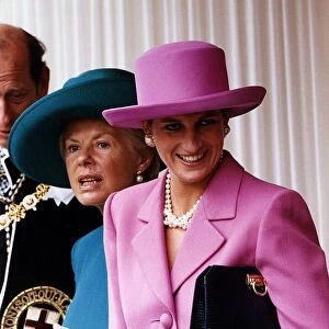 Princess Diana with The Duke and Duchess Of Kent attending the Order of the Garter
