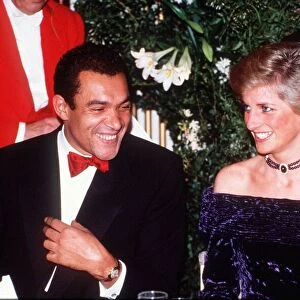Princess Diana and fashion designer Bruce Oldfield photographed at the Barnardos ball at