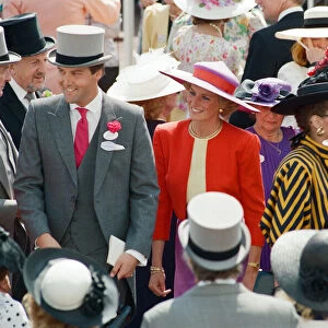 Princess Diana and her friend Harry Herbert in the royal enclosure at the first day of
