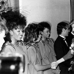 Princess Diana greeting the American female vocal group The 3 Degrees At The Birthright