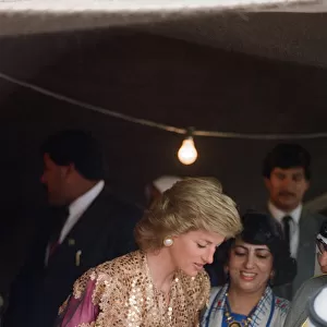 Princess Diana, at the Islamic Museum in Kuwait City during her official tour of the Gulf