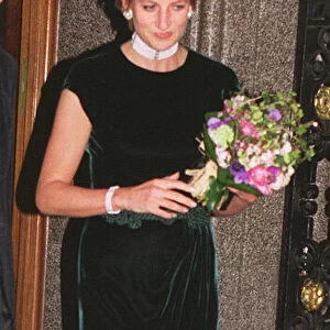 Princess Diana leaves the National Gallery, London after viewing the Richard Avedon