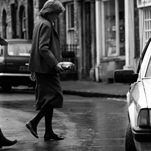 Princess Diana leaves a sweet shop in Tetbury, Gloucestershire. 23rd November 1981