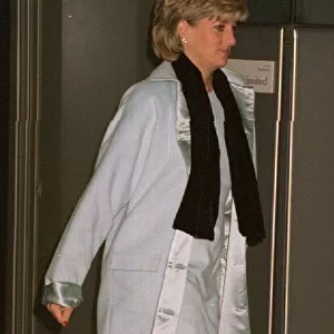 Princess Diana leaving Heathrow airport for New York. The princess was travelling