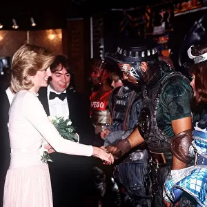 Princess Diana meets the cast of the musical Starlight Express with Andrew Lloyd Webber