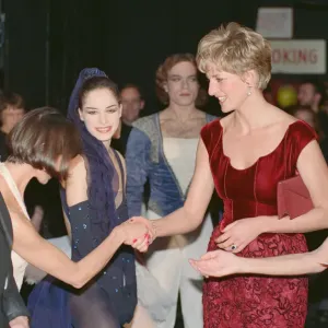 Princess Diana meets the mini ballet stars at Her Majestys Theatre, Haymarket