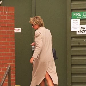 Princess Diana outside The Harbour Club watched by reporters with eagle eyes after her