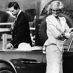 Princess Diana and Prince Charles attend a polo match at Smiths Lawn Windsor after a day