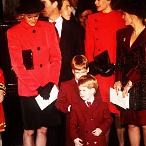 Princess Diana, Prince Harry and Prince William at the Christening of Princess Beatrice