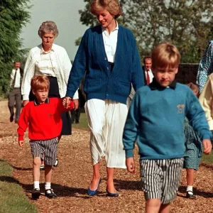 Print of Princess Diana with Prince William and Prince Harry at Althorp