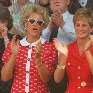 Princess Diana with Princess Michael of Kent, watching the Mens Singles Final match in