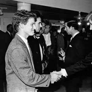 Princess Diana, Princess of Wales, with admirer Bryan Adams during the intermission of