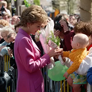 Princess Diana, The Princess of Wales, visits Birminghams Victoria Square