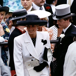 Princess Diana at Royal Ascot wearing a double breasted suit by Catherine Walker