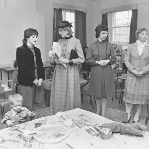 Princess Diana with staff at the Bovey Tracey Church Playgroup in 1983