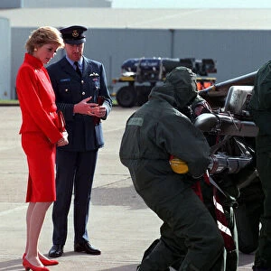Princess Diana during a visit to RAF Wittering in Cambridgeshire, 25th October 1989
