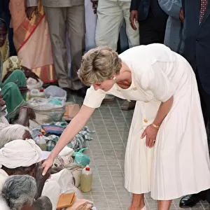 Princess Diana visiting Mianpur Old Age Welfare Centre in Hyderabad, India