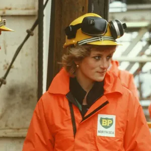Princess Diana visits the BP Forties oil rig in the North Sea, west of Aberdeenshire Princess Diana visits the BP Forties oil rig in the North Sea, west of Aberdeenshire