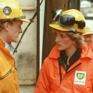 Princess Diana visits the BP Forties oil rig in the North Sea, west of Aberdeenshire Princess Diana visits the BP Forties oil rig in the North Sea, west of Aberdeenshire