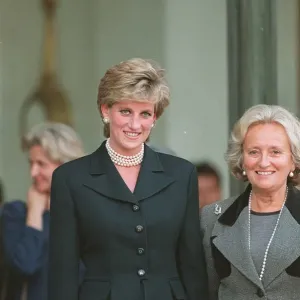 Print of Princess Diana in Black Suit and Necklace