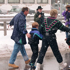 PRINCESS DIANA WITH WILLIAM AND HARRY ON A SKIING HOLIDAY IN LECH