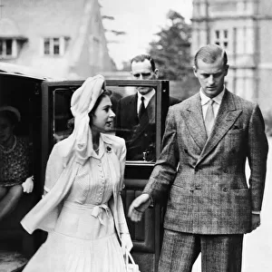 Princess Elizabeth escorted by Lieutenant Philip Mountbatten