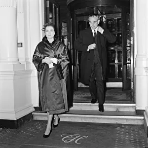 Princess Grace of Monaco and her husband Prince Rainier III leaving the Connaught Hotel