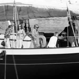 Princess Grace and Prince Rainier of Monaco host Princess Anne for lunch aboard their Princess Grace and Prince Rainier of Monaco host Princess Anne for lunch aboard their
