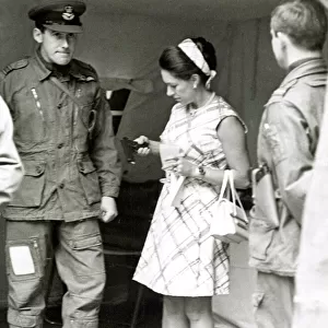 Princess Margaret Holding Gun on visit to RAF Odiham, Hants Firearm revolver