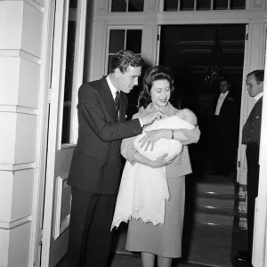 Print of Princess Margaret leaving Clarence House with Lord Snowdon and newborn son Print of Princess Margaret leaving Clarence House with Lord Snowdon and newborn son