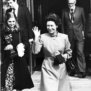 PRINCESS MARGARET LEAVING THE TELEVISION AND RADIO INDUSTRIES CLUB AWARDS CEREMONY