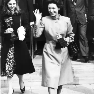 PRINCESS MARGARET LEAVING THE TELEVISION AND RADIO INDUSTRIES CLUB AWARDS CEREMONY
