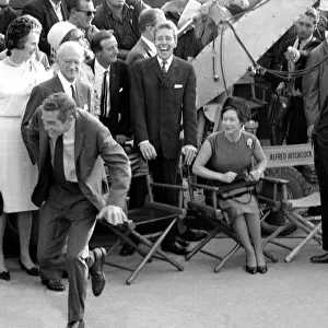 Princess Margaret and Lord Snowdon on set in Hollywood. Paul Newman joking around while