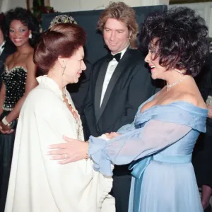 Princess Margaret meets Elizabeth Taylor at AIDS Gala Dinner Print 6th November 1991 Princess Margaret meets Elizabeth Taylor at AIDS Gala Dinner Print 6th November 1991