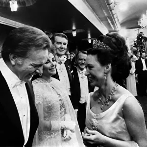 Princess Margaret meets Richard Burton and Elizabeth Taylor at premiere of
