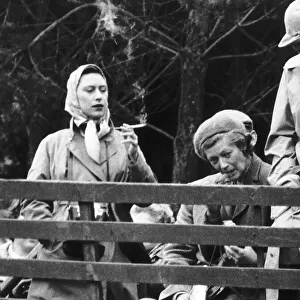Princess Margaret watching the Badminton Horse trials. 20th April 1959