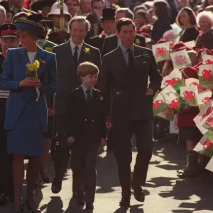 PRINCESS OF WALES WITH PRINCE WILLIAM MEETING CROWDS - MARCH 1991 PRINCESS OF WALES WITH PRINCE WILLIAM MEETING CROWDS - MARCH 1991