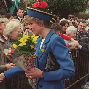 PRINCESS OF WALES, SHAKING HANDS WITH CROWDS ACCOMPANIED BY PRINCE