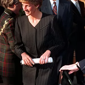 THE PRINCESS OF WALES WEARING A PINSTRIPE SUIT 1993