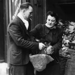 Private Ted Saunders of the 2nd Army out shopping with his wife Margaret in Bermondsey Private Ted Saunders of the 2nd Army out shopping with his wife Margaret in Bermondsey