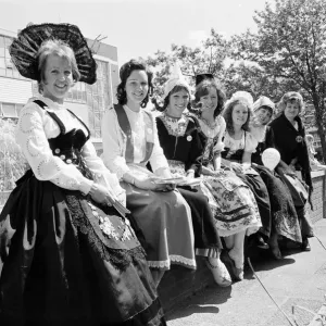 Pro Europe Women wearing traditional costumes ahead of referendum, pictured in Solihull Pro Europe Women wearing traditional costumes ahead of referendum, pictured in Solihull
