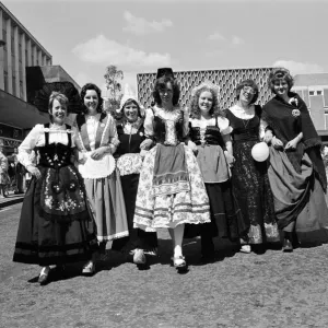 Pro Europe Women wearing traditional costumes ahead of referendum, pictured in Solihull Pro Europe Women wearing traditional costumes ahead of referendum, pictured in Solihull