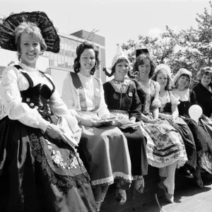 Pro Europe Women wearing traditional costumes ahead of referendum, pictured in Solihull Pro Europe Women wearing traditional costumes ahead of referendum, pictured in Solihull