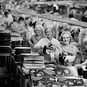 Production line at E. M. I. factory in Hayes Middlesex where the new Beatles LP Rubber Soul