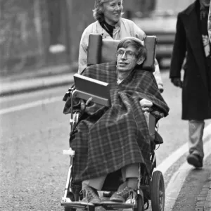 Print of Professor Stephen Hawking in Cambridge, December 1990 Print of Professor Stephen Hawking in Cambridge, December 1990