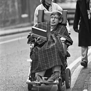 Professor Stephen Hawking, out and about in Cambridge December 1990Professor Stephen